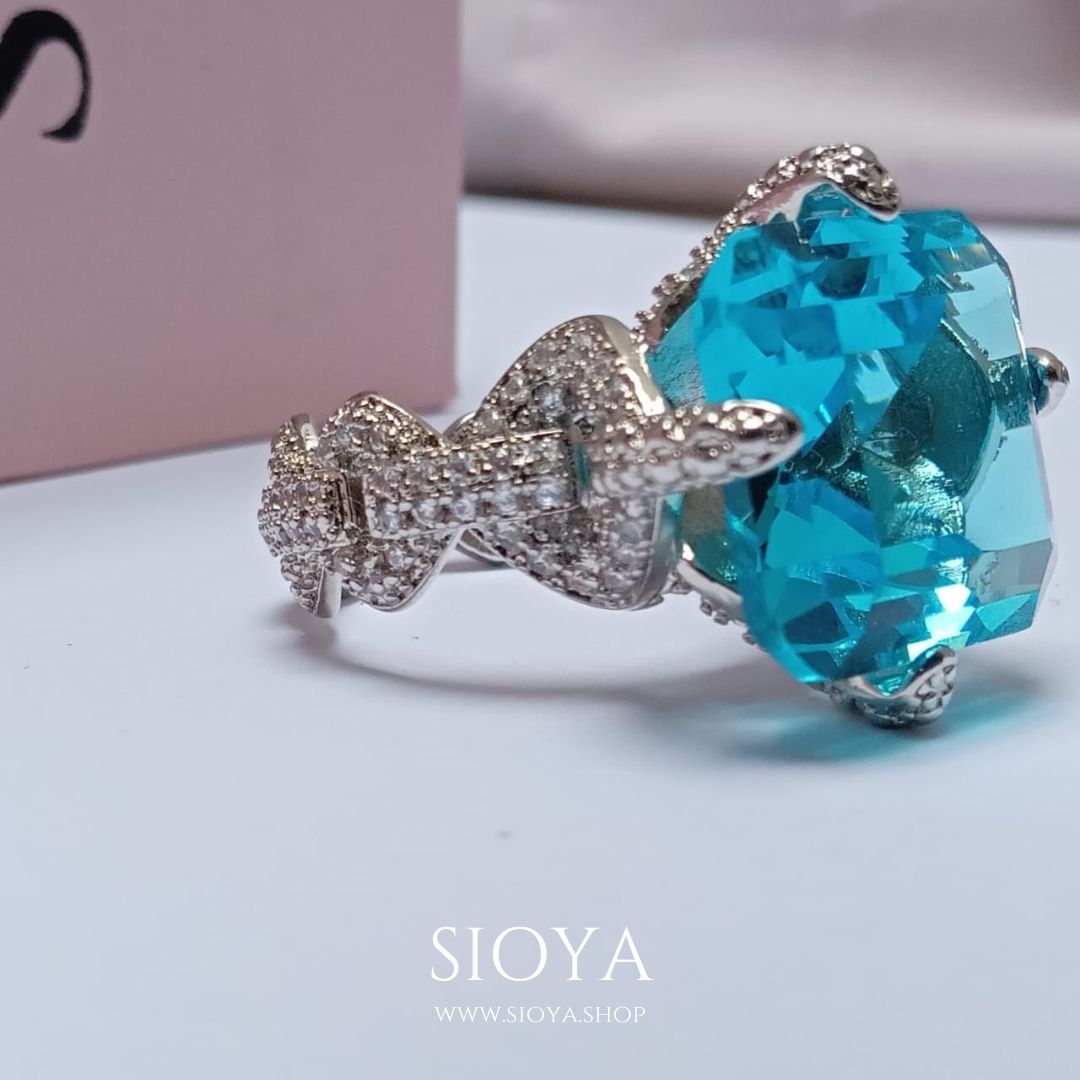 Aqua blue ring adjustable