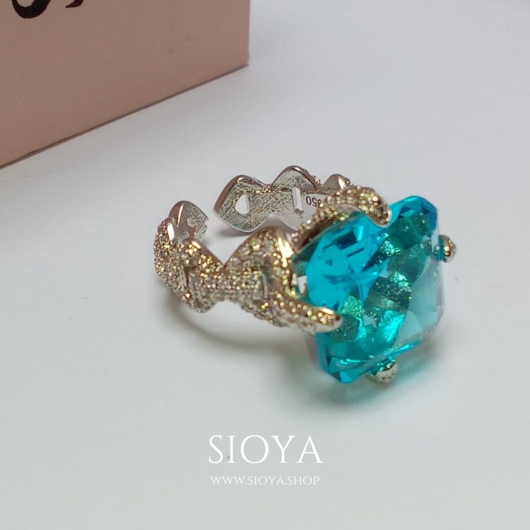 Aqua blue ring adjustable