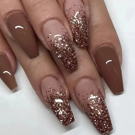 Brown glam nails