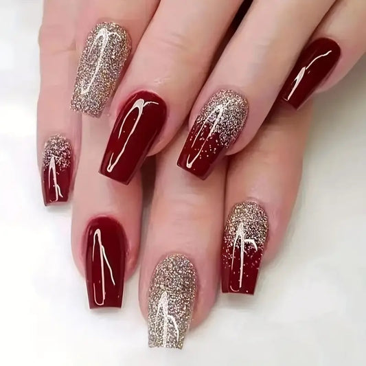 Luxe Burgundy Blaze Nails