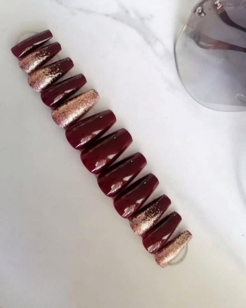 Luxe Burgundy Blaze Nails