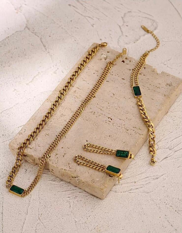 Turkish emerald gold plated set