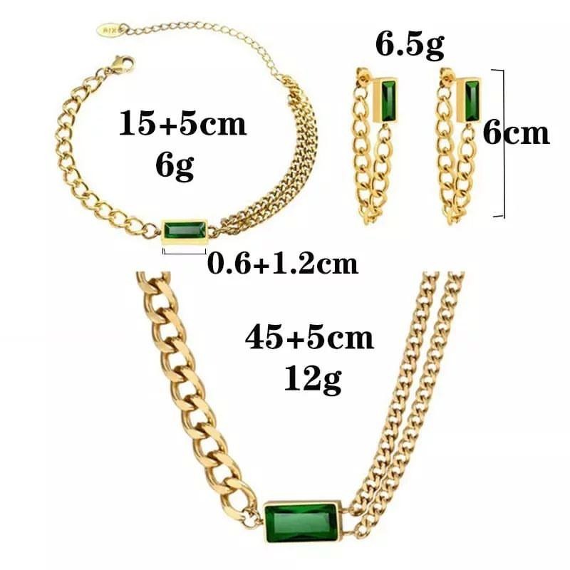 Turkish emerald gold plated set